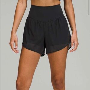 LULULEMON NULU AND MESH HIGH RISE YOGA SHORTS